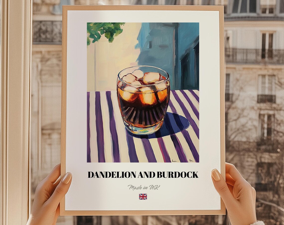 Dandelion And Burdock English Beverage Poster Bar Dcor Wall Art Britishfriend Gift Kitchen