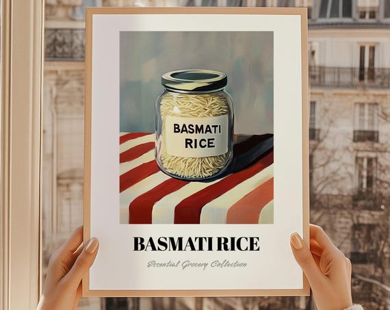 Basmati Rice Grocery Wall Art Diy Pantry Print Chef Gift Restaurant Decor Kitchen