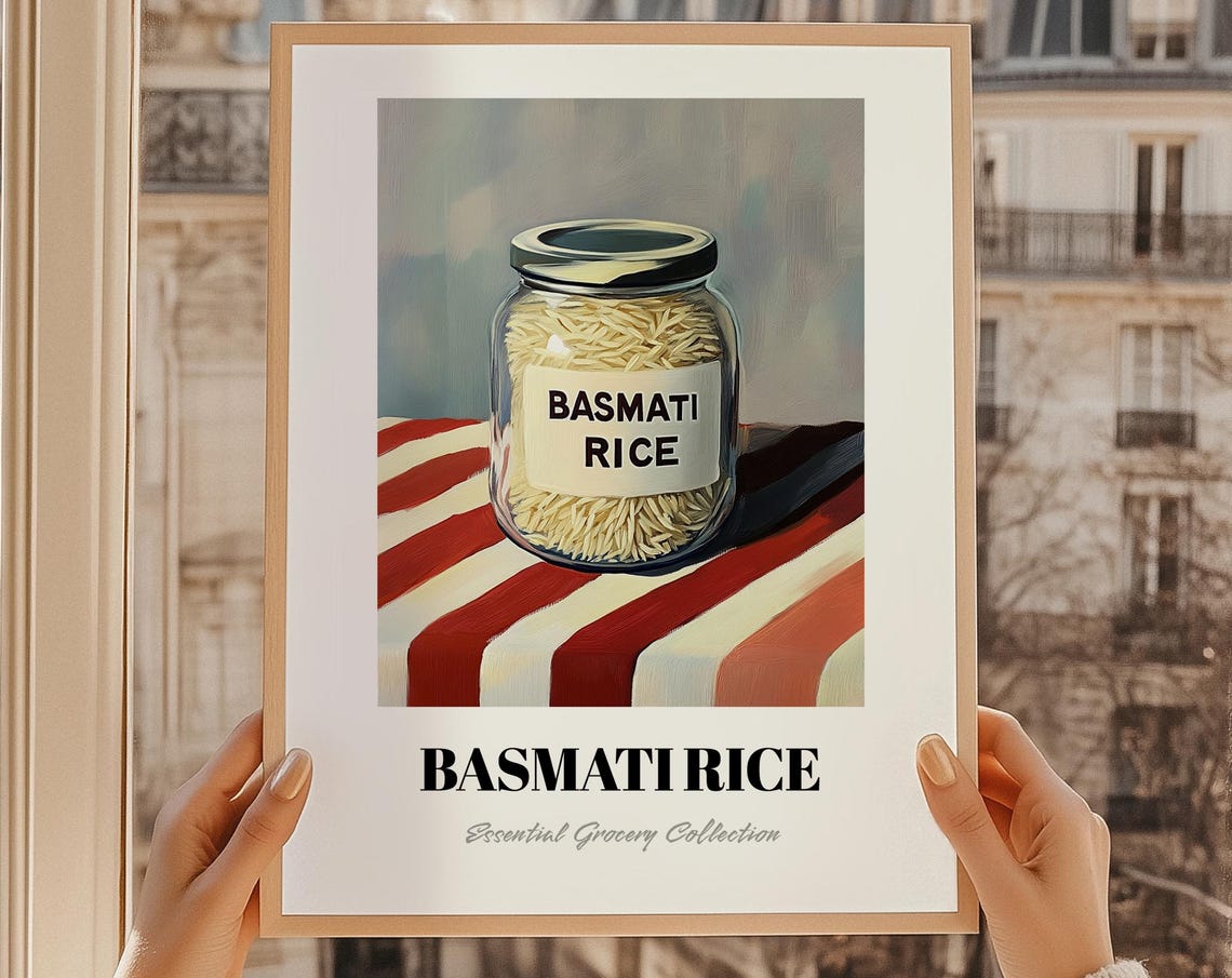 Basmati Rice Grocery Wall Art Diy Pantry Print Chef Gift Restaurant Decor Kitchen