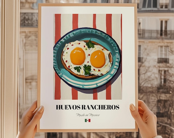 Huevos Rancheros Made in Mexico Sunny Fried Eggs Kitchen Art Poster