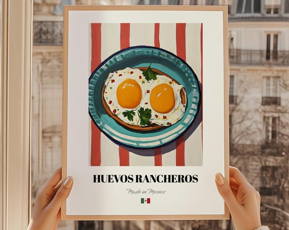 Huevos Rancheros Wall Print Mexican Food Illustration Cuisine Poster