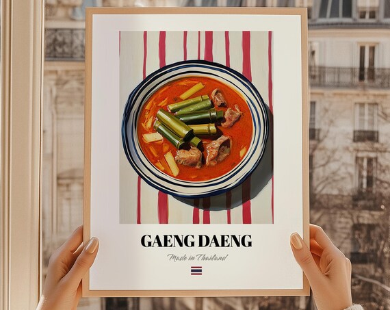 Red Curry Gaeng Daeng Wall Art Print Poster Thai Cuisine Friend Gift Thailand Cafe