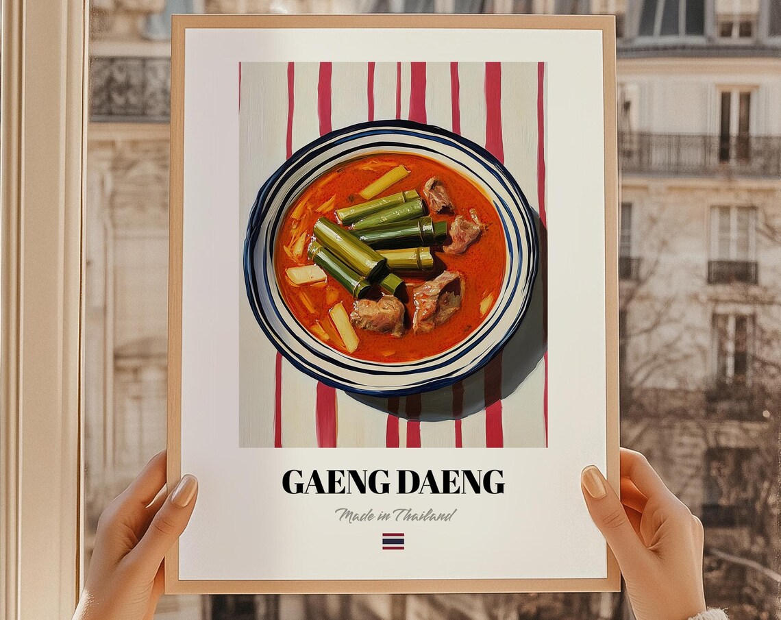 Red Curry Gaeng Daeng Wall Art Print Poster Thai Cuisine Friend Gift Thailand Cafe