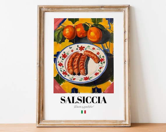 Salsiccia Italian Sausage Oil Painting Rustic Kitchen Poster