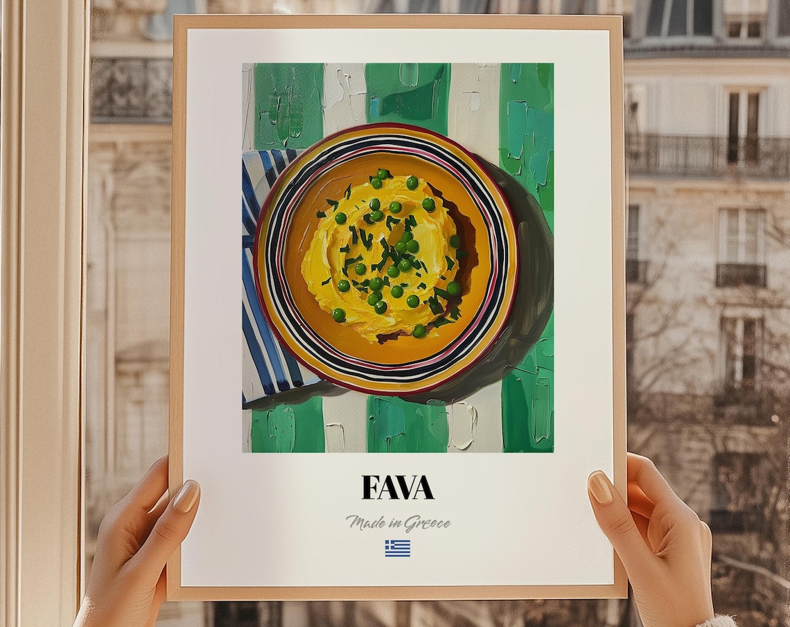 Fava Greek Food Colorful Bowl Art Illustration Kitchen Poster