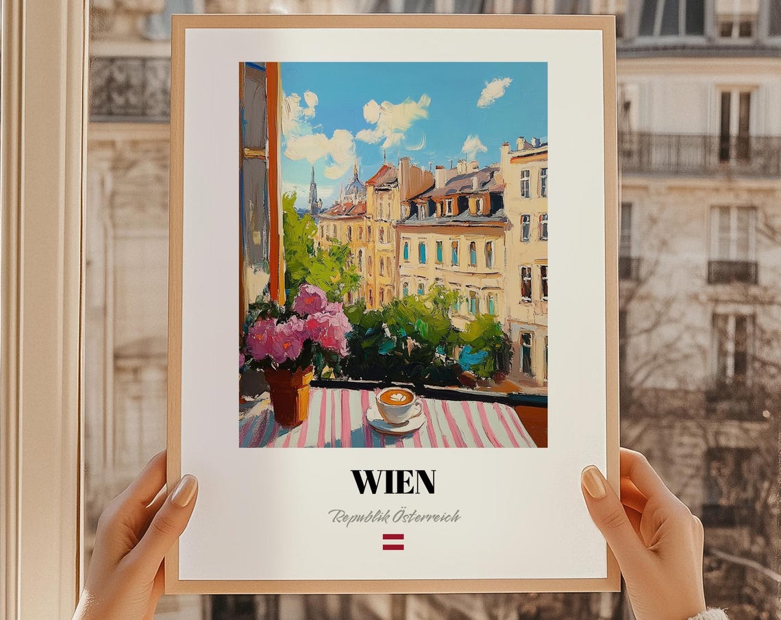 Wien Vienna Austria Painted Balcony Rooftop Cafe View Poster