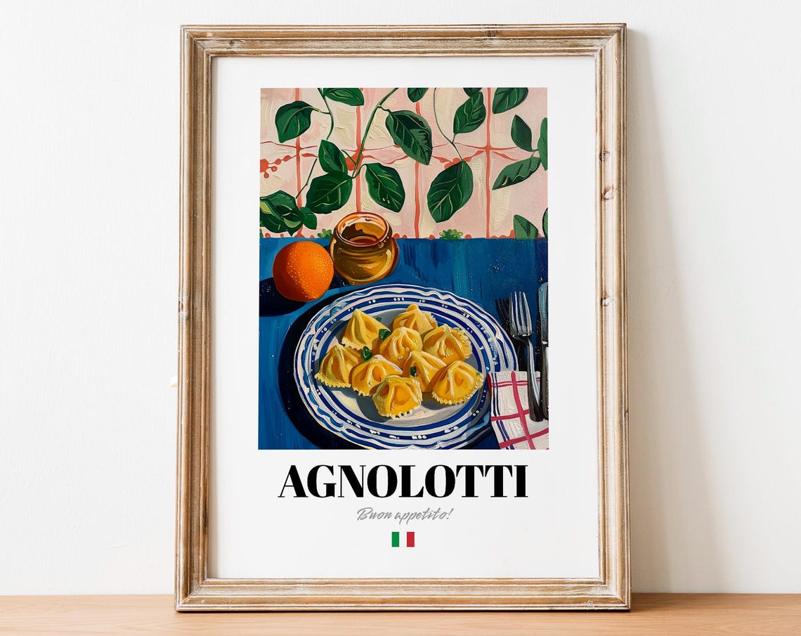 Agnolotti Pasta Buon Appetito Italian Food Kitchen Art Poster
