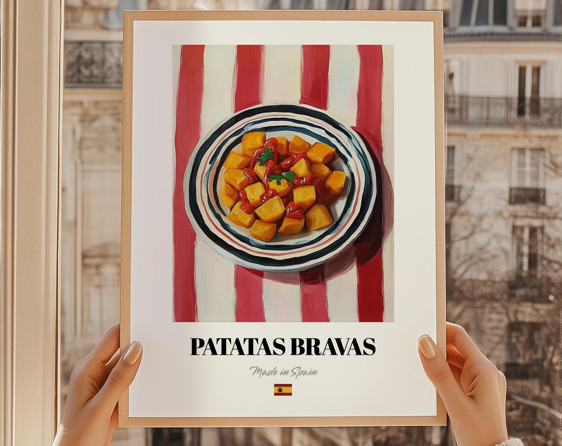 Patatas Bravas Spanish Food Poster Art Wedding Menu Buffet Kitchen