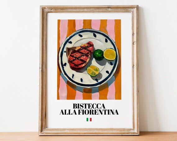 Bistecca alla Fiorentina Grilled Italian Steak Oil Painting Poster