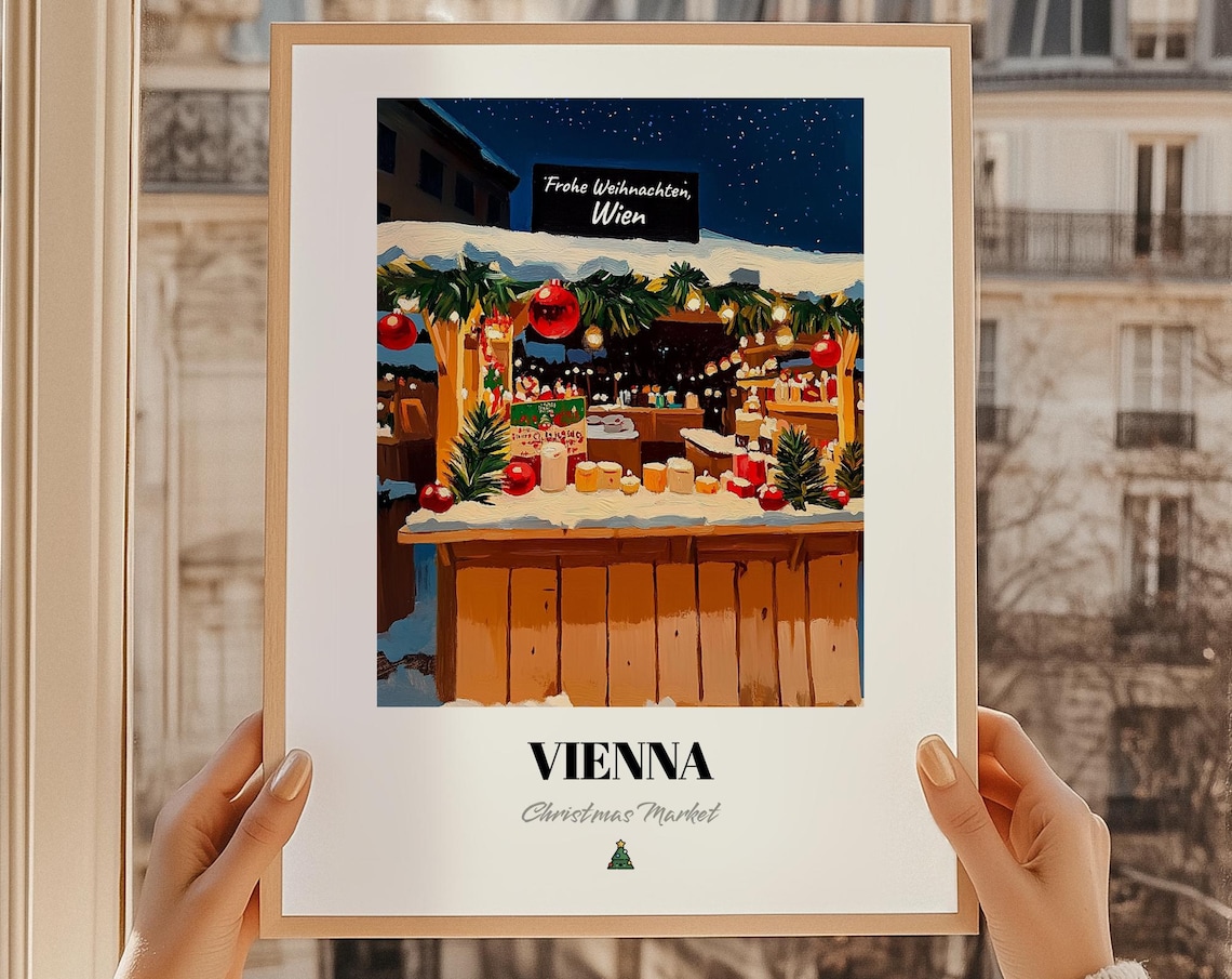 Vienna Wien Austria Christmas Market, Travel Poster