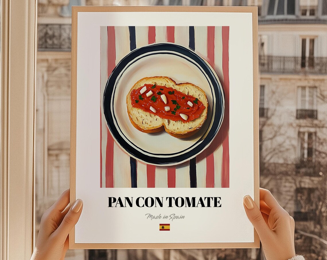 Pan Con Tomate Spanish Food Poster Bowling Party Dining Room Print Dinner Menu