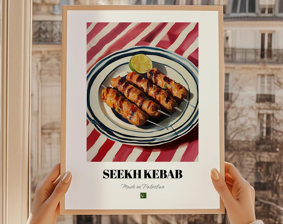 Seekh Kebab Pakistani Char Grilled Skewers Painterly Cuisine Poster