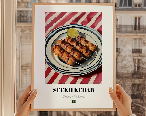 Seekh Kebab Pakistani Char Grilled Skewers Painterly Cuisine Poster