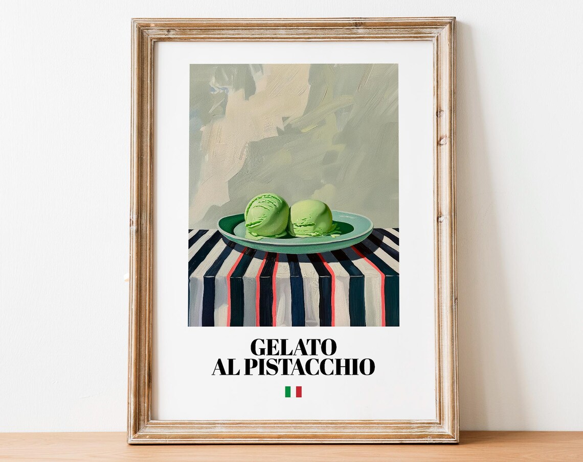 Gelato Al Pistacchio Italian Ice Cream Poster Vintage Kitchen Wall Decor