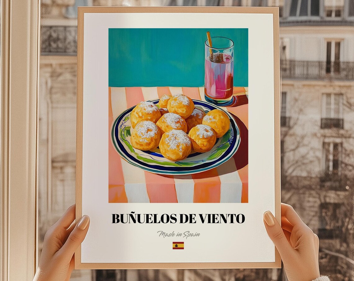 Bunuelos De Viento Spanish Fried Puffs Dessert Kitchen Art Poster