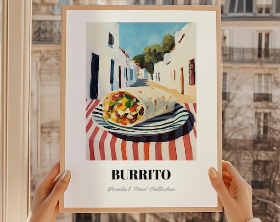 Burrito Cut Open Village Street Scene Essential Food Poster Art