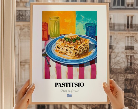 Pastitsio Greek Pasta Painting Cafe Menu Template Poster Dining Room