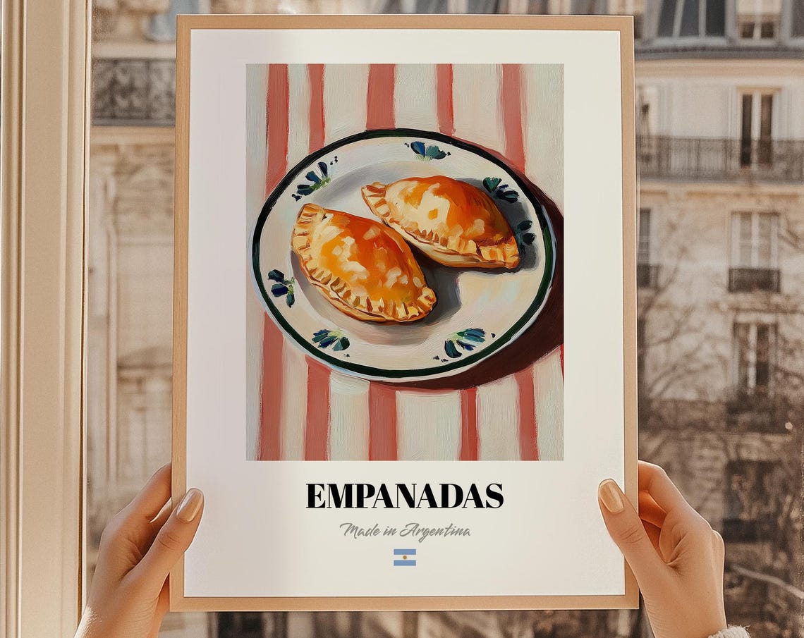 Empanadas Wall Art Print Poster Argentinian Cuisine Savory Pastries Friend Gift Argentina Dining Room