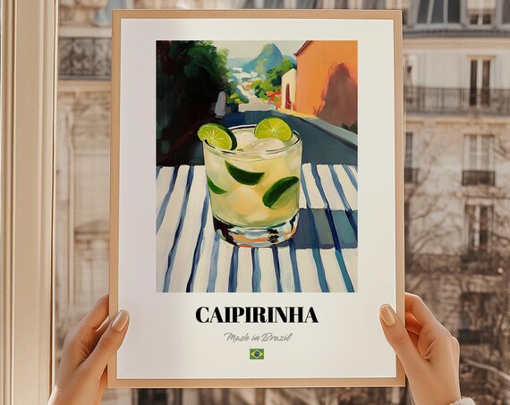 Caipirinha Brazilian Cocktail Print Bar Wall Art Decor Friend Gift Kitchen Poster