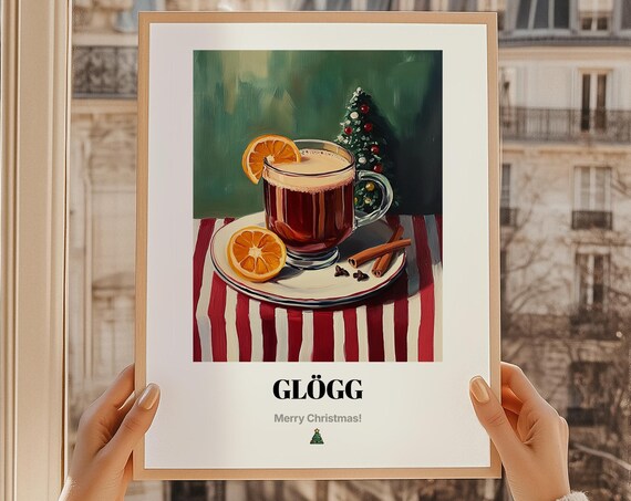Glögg Scandinavian Mulled Wine Christmas Drink Holiday Poster