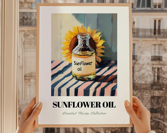 Sunflower Oil Grocery Painting Pantry Print Foodie Gift Restaurant Wall Decor Kitchen Art