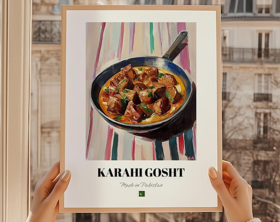 Karahi Gosht Pakistani Beef Curry Painterly Cuisine Art Poster