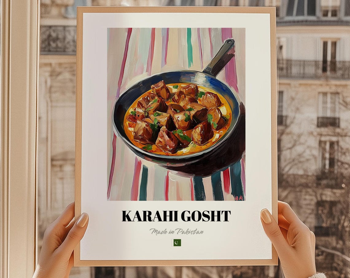 Karahi Gosht Pakistani Beef Curry Painterly Cuisine Art Poster
