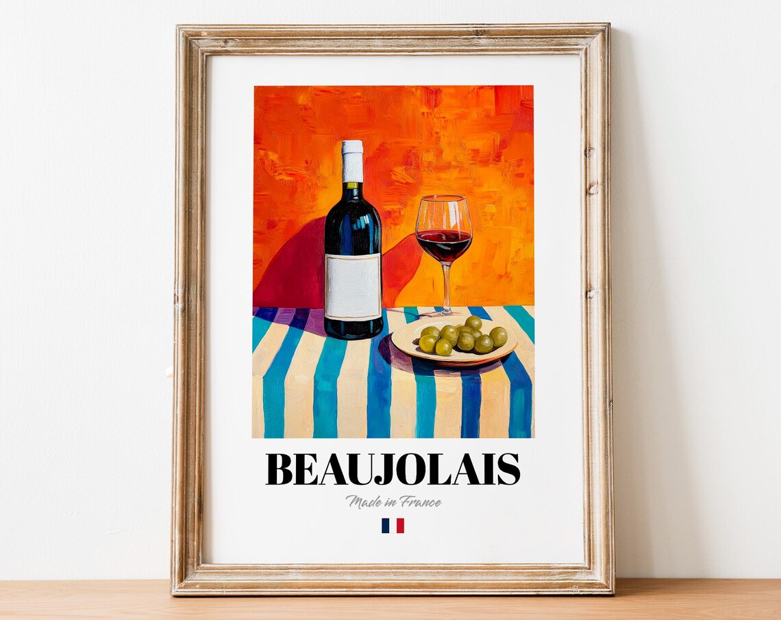 Beaujolais Wine Wall Art Print Poster Fresh French Red For Kitchens