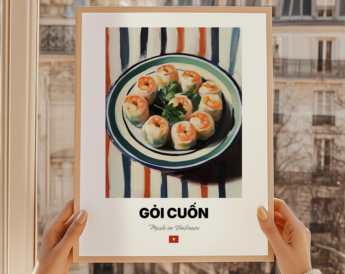Goi Cuon Summer Rolls Wall Art Print Poster Vietnamese Cuisine Fresh Friend Gift Vietnam Restaurant