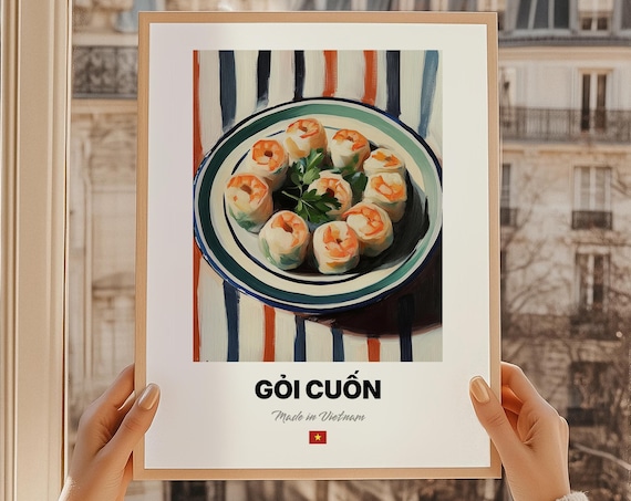 Goi Cuon Summer Rolls Wall Art Print Poster Vietnamese Cuisine Fresh Friend Gift Vietnam Restaurant