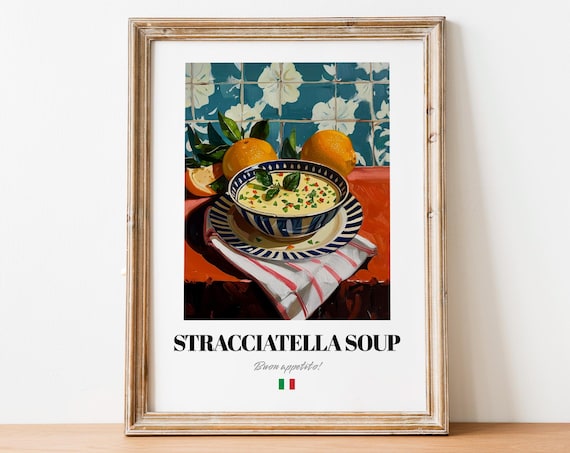 Stracciatella Soup Bowl Lemons Oranges Floral Tile Italian Kitchen Print