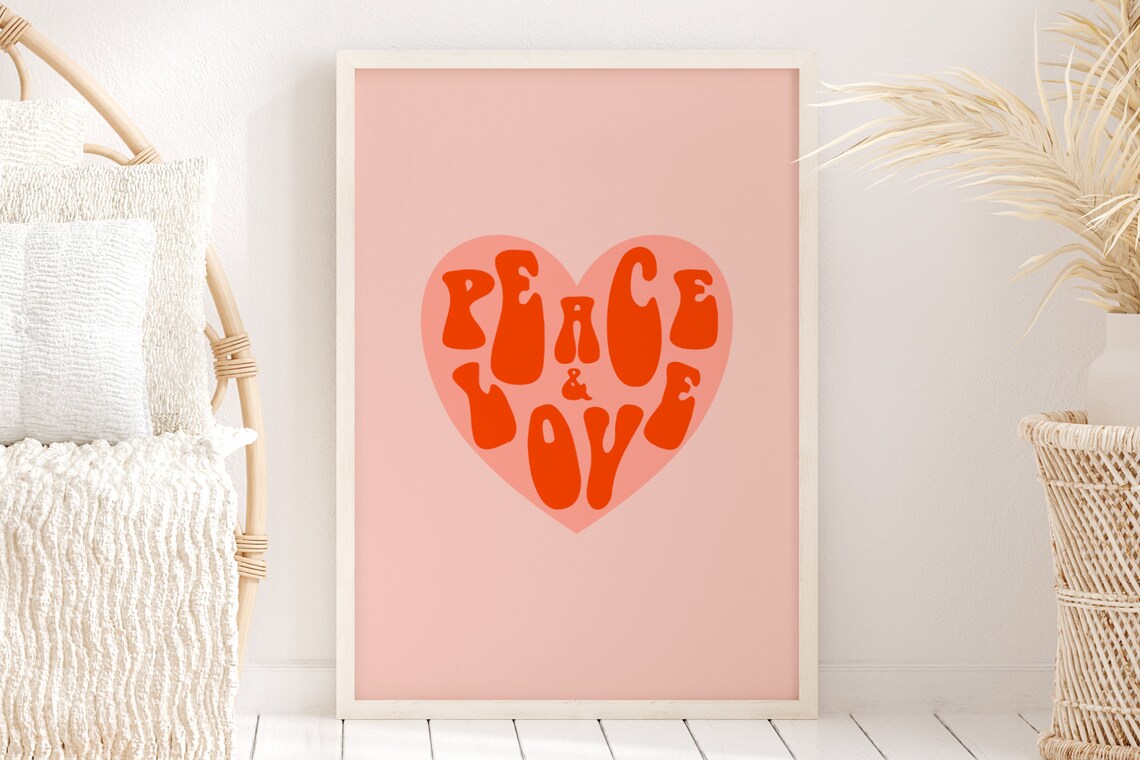 Peace And Love Hippy Wall Art Print