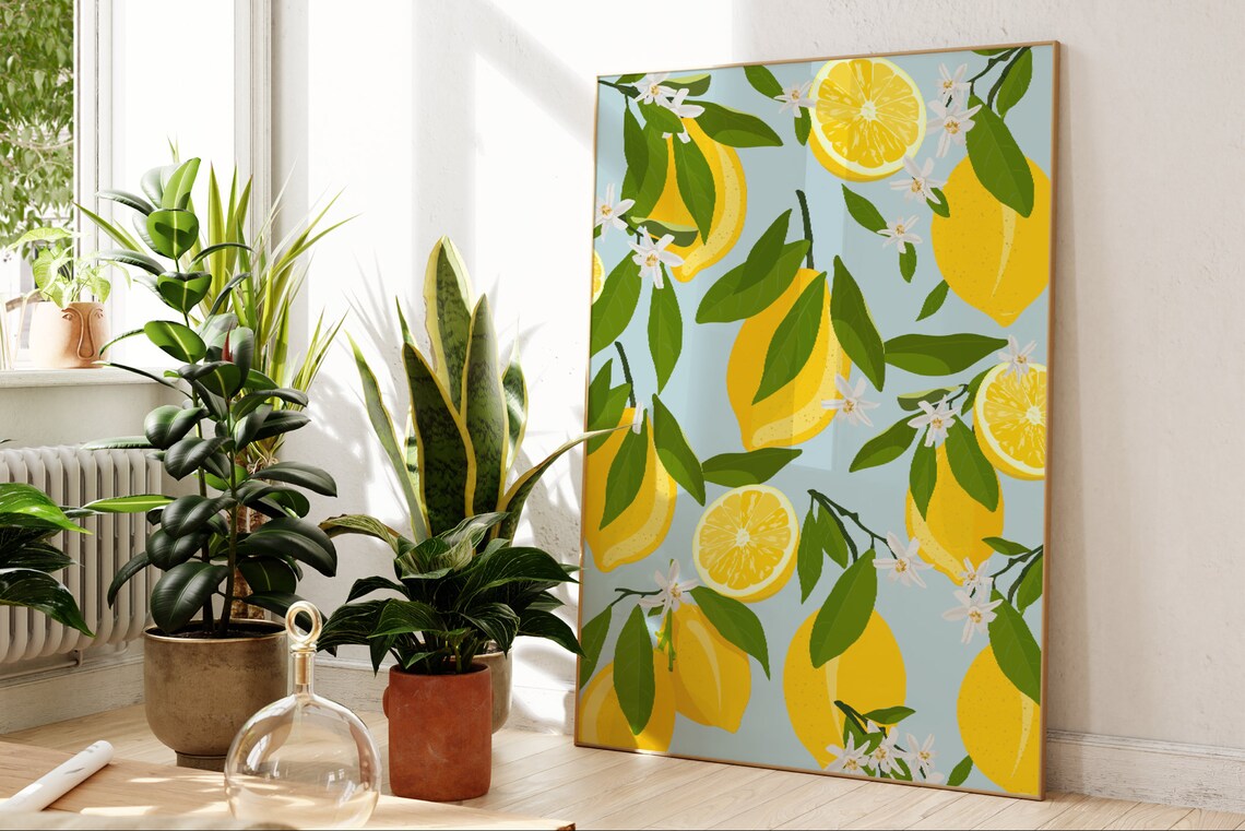 Lemon Kitchen Art Print, Hallway Decor
