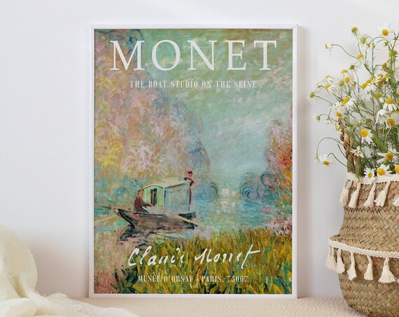 Monet Exhibition Poster The Boat Studio On The Seine Gallery Quality Art Floral Wall Print