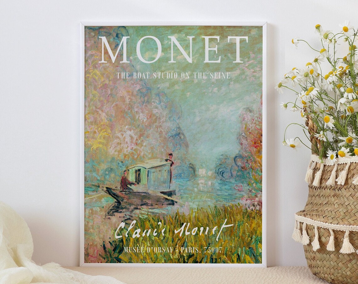 Claude Monet Boat Studio on the Seine River French Museum Poster