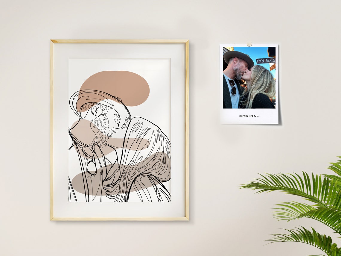 Custom Line Drawing Couple Line Art Personalized Gift For Boyfriend Line Drawing From Photo Custom Gift For Him - Image 3