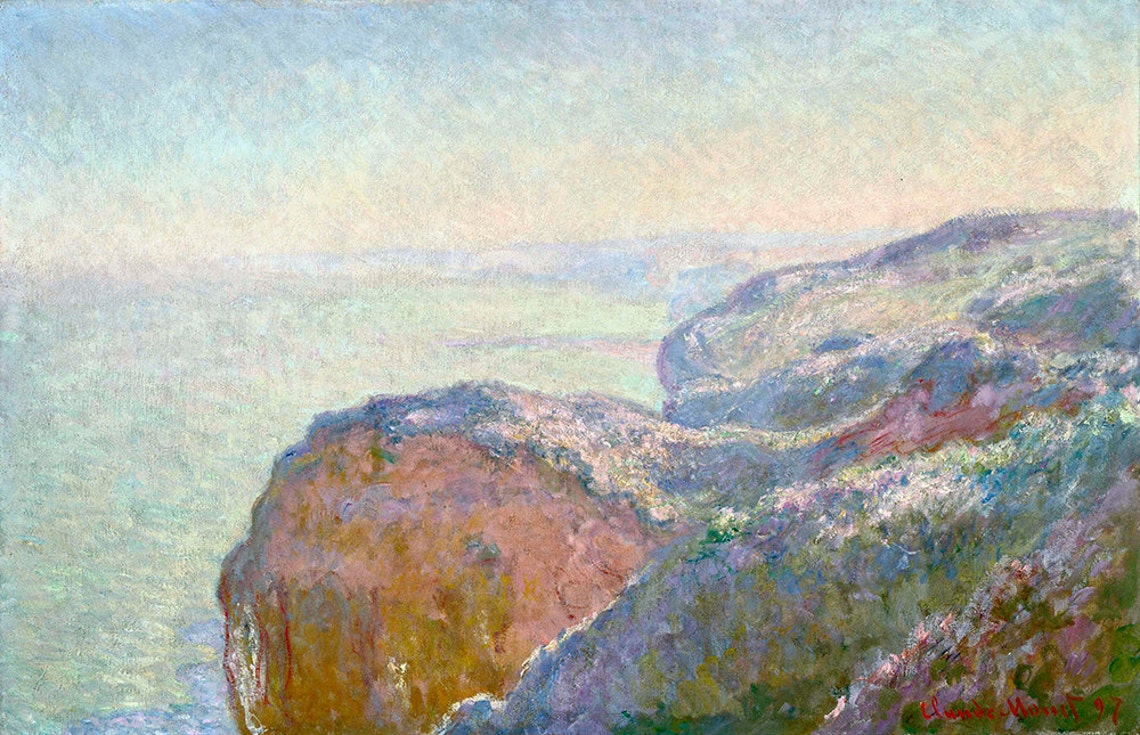 Claude Monet Val Saint Nicolas Near Dieppe Morning Coast Cliffs Poster - Image 2