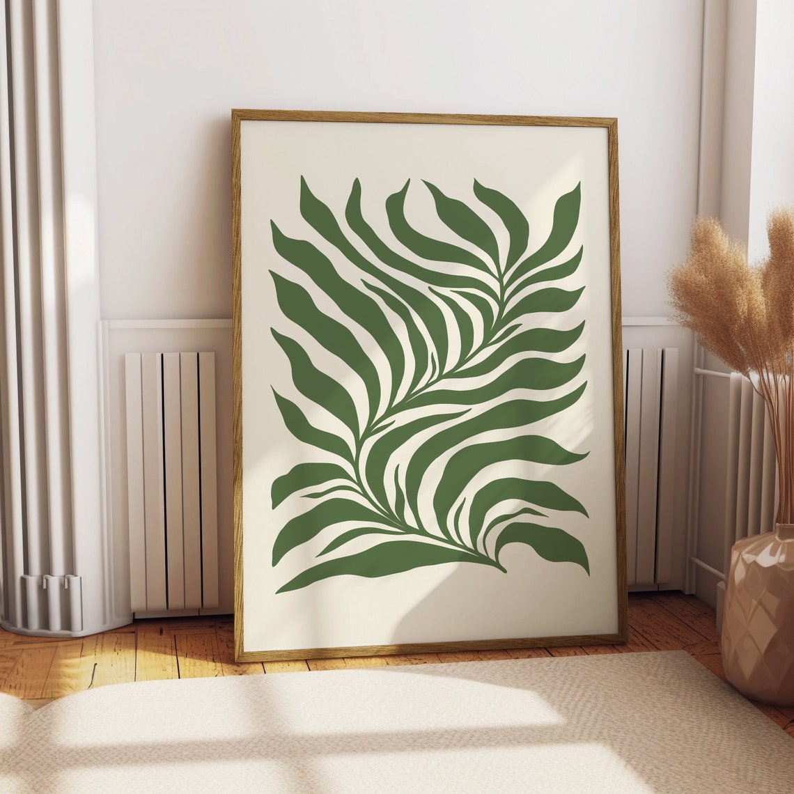 Green Leaf Botanical Artwork Minimalist Foliage Wall Decor Poster