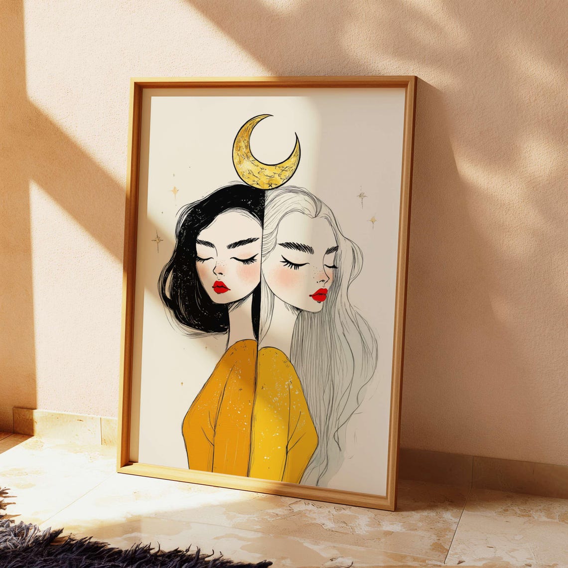 Gemini Astrology Illustration, Celestial Decor - Image 4