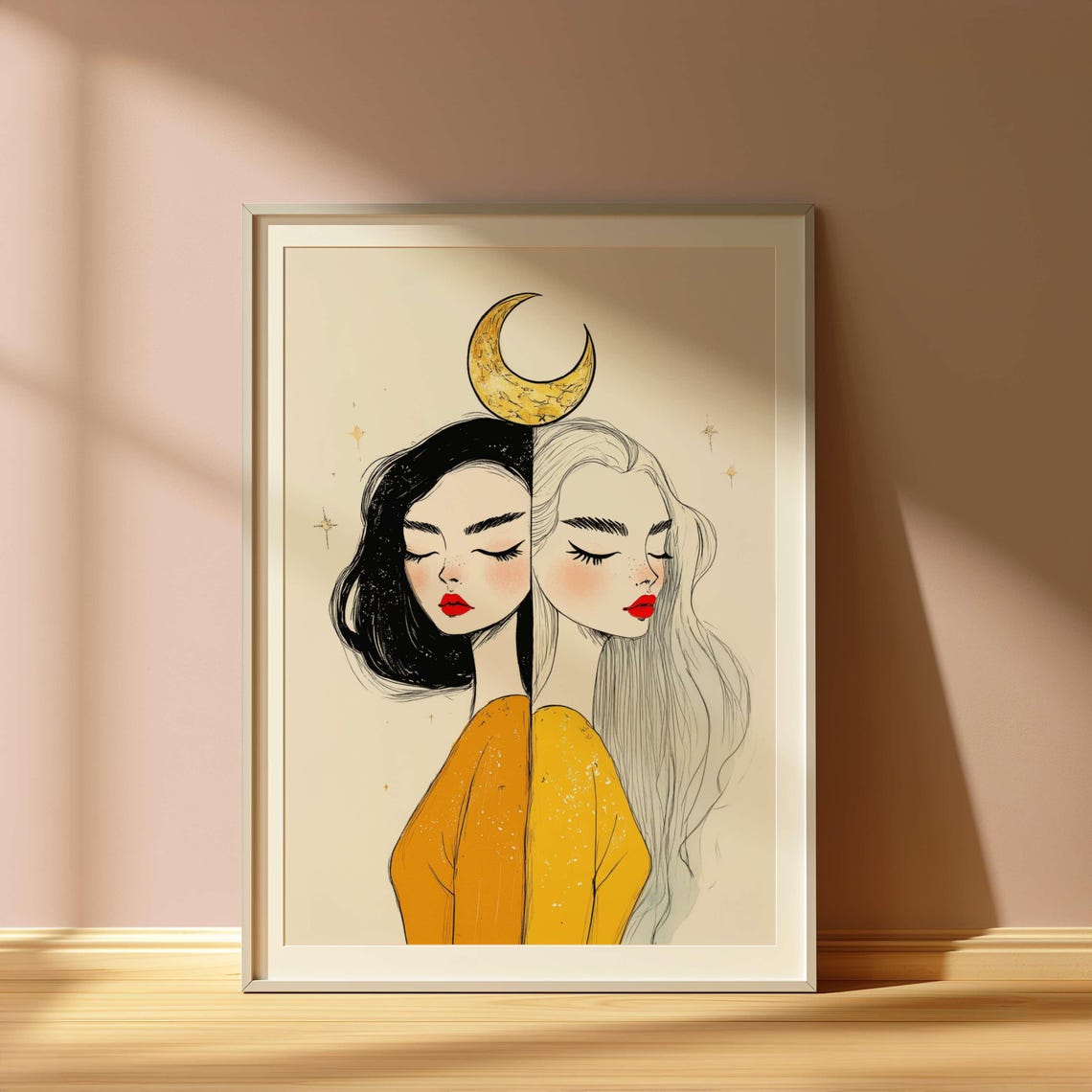 Gemini Astrology Illustration, Celestial Decor - Image 2