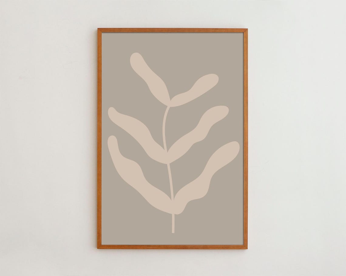Minimal Abstract Flower Wall Art Geometric Home Decor Neutral Color Artwork Print Monochrome Design