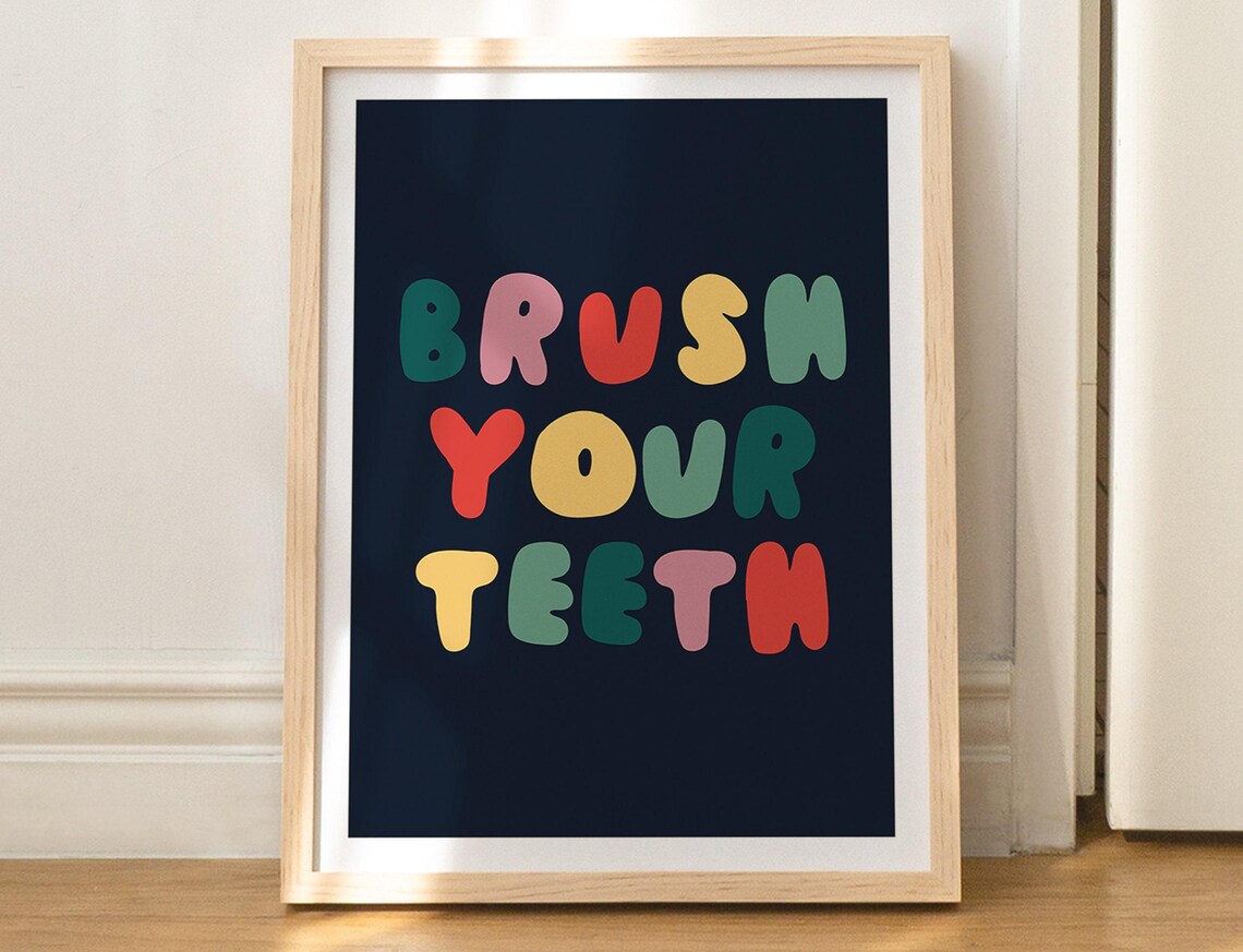 Brush Your Teeth Typography Art Print, Kids Bathroom - Image 2
