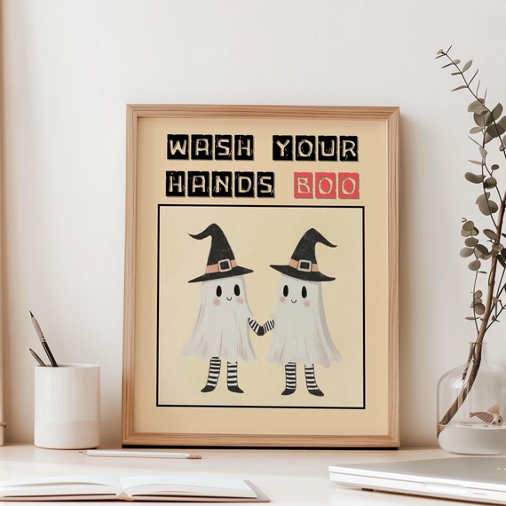 Wash Your Hands Poster Spooky Halloween Bathroom Art
