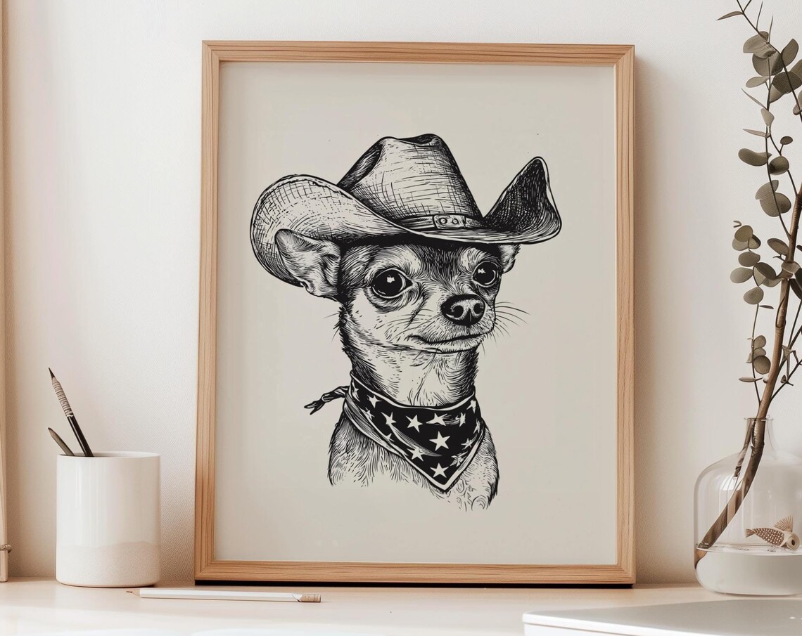 Cowdog Cowboy - Traditional Travel Poster