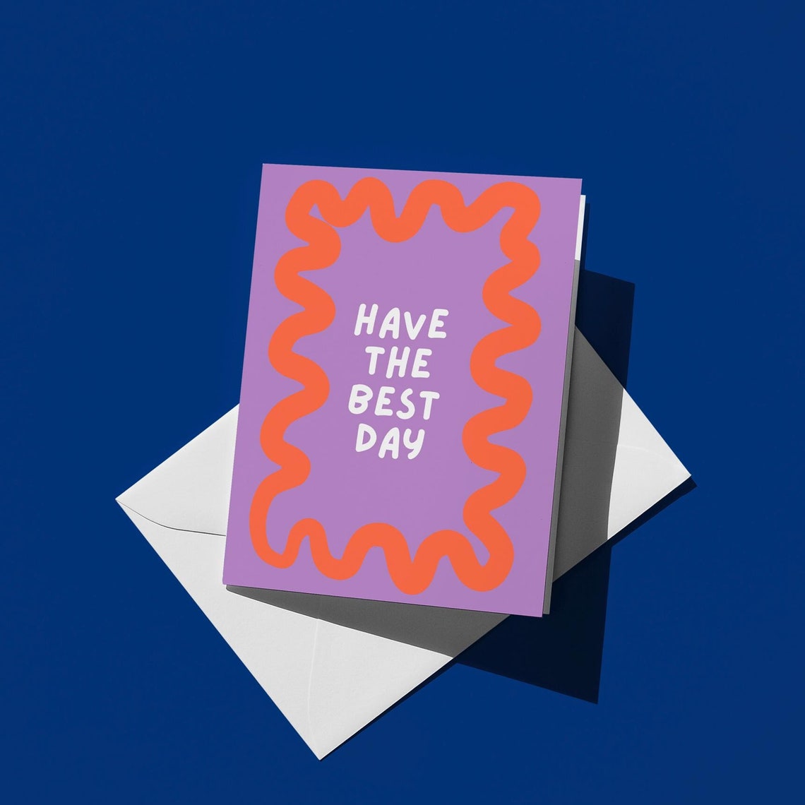 Have The Best Day Purple Red Wavy Border Greeting Card Design Poster - Image 3