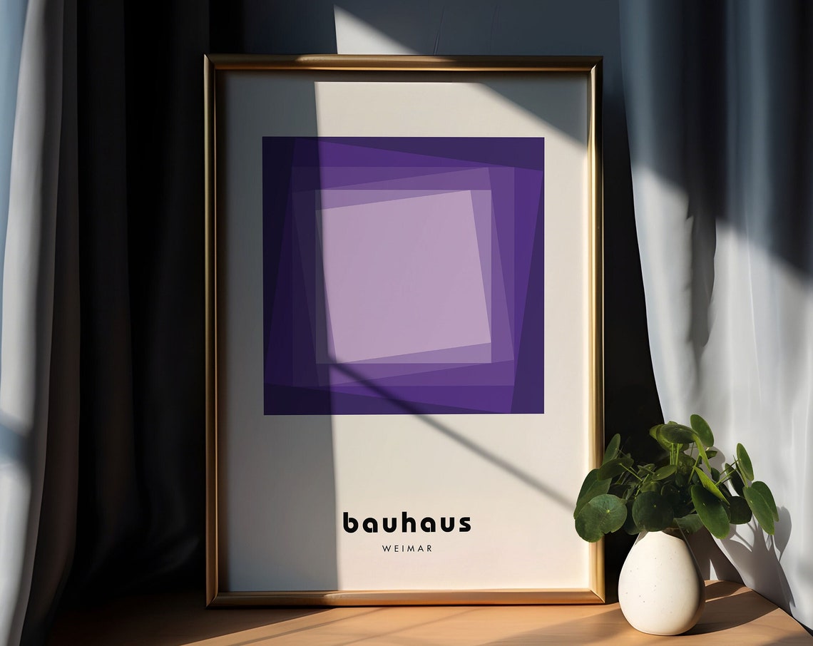 Violet Purple Layered Square Bauhaus Weimar Mid Century Poster