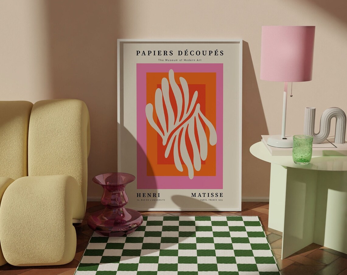 Matisse Cutouts Beige Poster, 60s Retro Decor