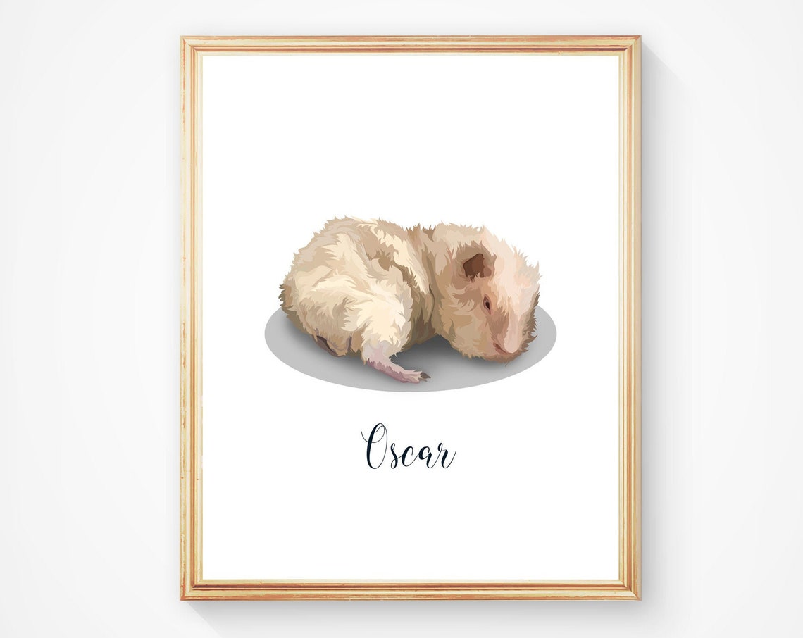 Oscar the Resting Guinea Pig Custom Vector Pet Portrait Poster