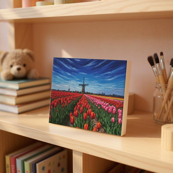 Tulip Field Holland Windmill Paint By Numbers Poster Kit Adults