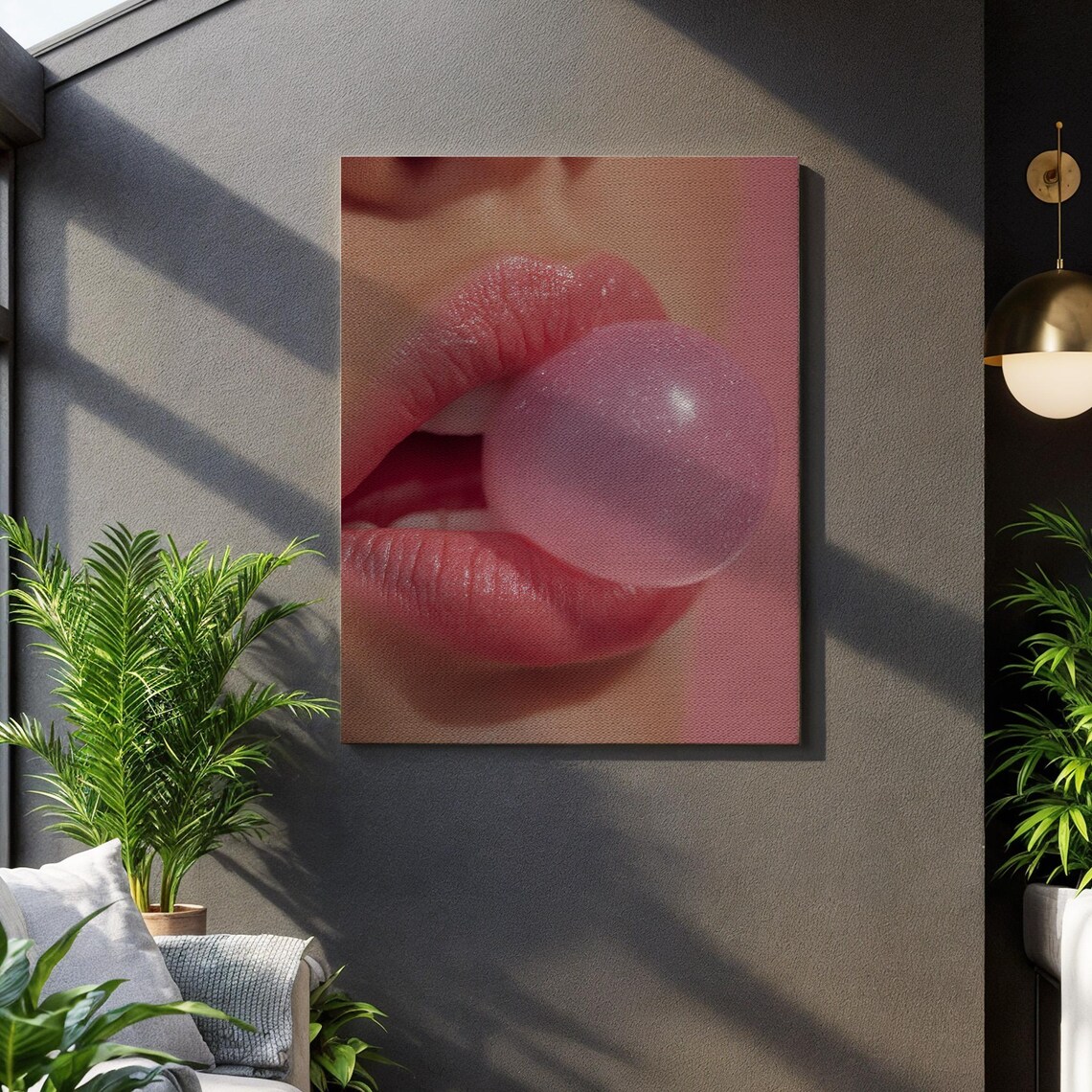 Bubblegum Lips Pop Pink Closeup Art Print
